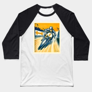 Vintage Motorcycle Racing Illustration Baseball T-Shirt